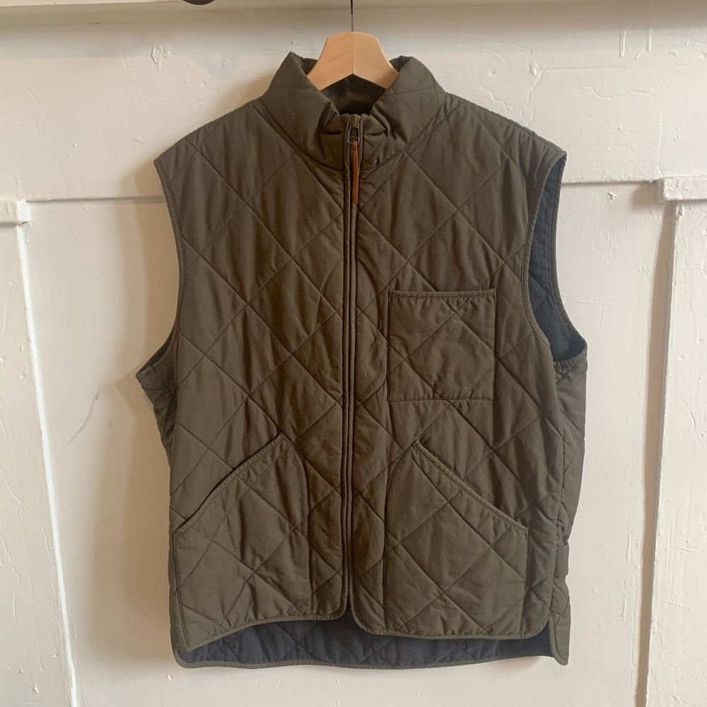 J. Crew Dark Green Quilted Vest